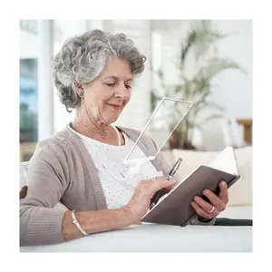 5x免提放大镜，柔性鹅颈整页放大镜，用于低视力老年人阅读颈部修复缝纫