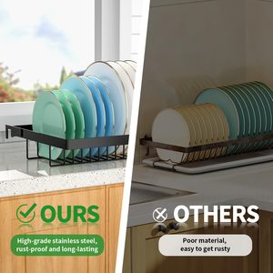 Escurridor de Platos Extensible con Bandeja, Organizador Ajustable para Encimera, Moderno Soporte de Almacenamiento para Fregadero de Cocina - Product Image 1