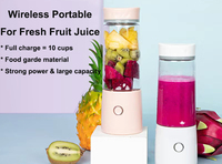 Blender listrik Mini isi ulang USB 400ml gelas Juicer plastik baja tahan karat Hotel jus buah RV Rumah Tangga Mobil Portabel