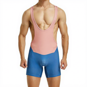 Combinaison de sport de lutte pour hommes sans manches, uniforme de compression avec short pour les compétitions d'entraînement en salle de sport - Product Image 6