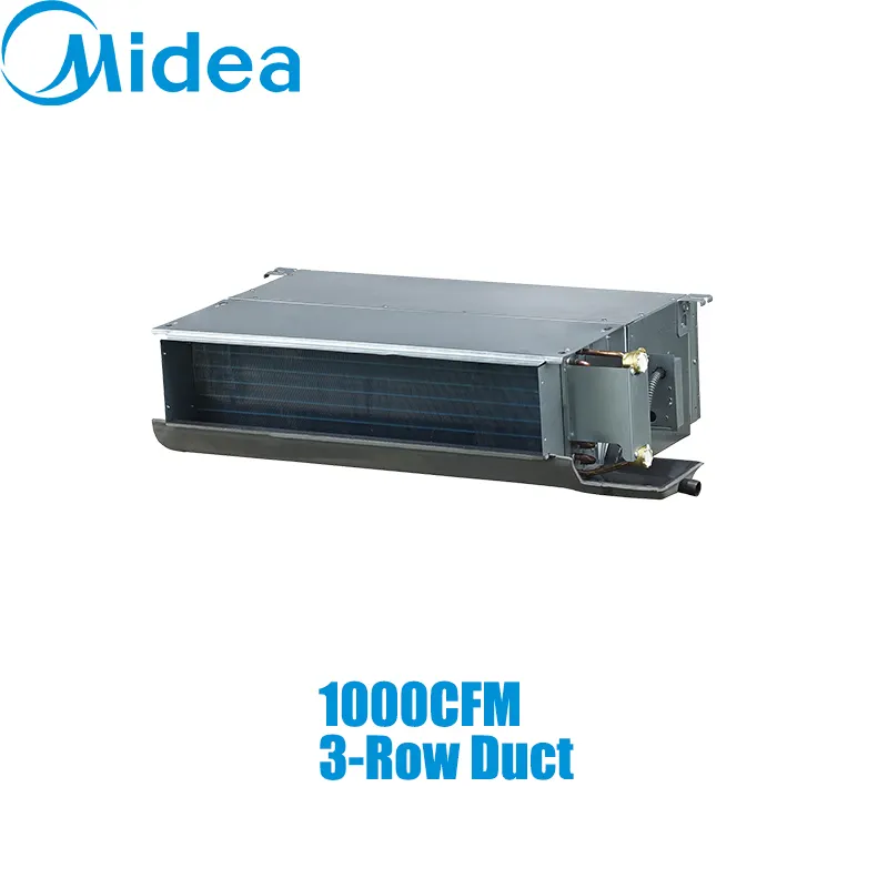 Mideaの供給が販売されましたコンパクトサイズ3列ダクト400CFM屋内ヒートポンプ複数のファン速度オフィスビル用ファンコイルユニット