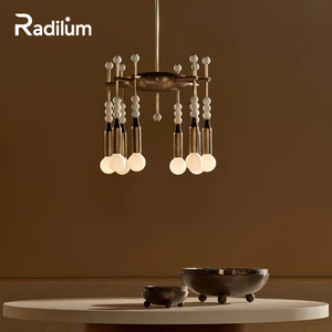 Lustre Millie, laiton moderne du milieu du siècle avec des perles de <span class=keywords><strong>porcelaine</strong></span>, douilles, éclairage suspendu pour salle à manger ou foyer - Product Image 1