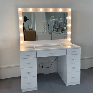 Vente Flash Commode Moderne Blanche à 9 Tiroirs avec Coiffeuse et Miroir LED Triple Éclairage - Product Image 1