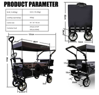 Chariot pliable tout-terrain robuste avec siège enfant, poignée réglable et structure en maille pour le sport et le shopping