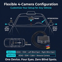 4 Saluran 4G GPS Dash Cam 1080P ADAS DSM Kamera Depan Interior IR Penglihatan Malam WDR Perekaman Loop Perekam Video 2x512G TF