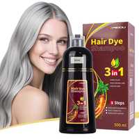 Meidu Shampooing Couvre Canas Champu Tinte Para El Cabello 3 en 1 Shampooing Teinture pour cheveux noirs