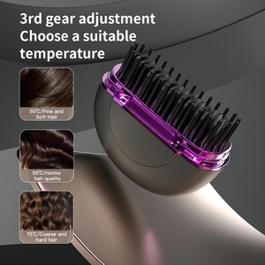Portable Wireless <b>Mini</b> Hair <b>Straightener</b> Comb Brush PTC Heating Compact for Home Use and Travel Convenient to Carry Black Color - Product Image 4
