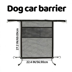 Barrière de <span class=keywords><strong>voiture</strong></span> pour <span class=keywords><strong>chien</strong></span>, installation facile, double maille avec fermeture éclair, rangement respirant, garde les chiens en sécurité à l'arrière, convient aux voitures/SUV/camions - Product Image 2