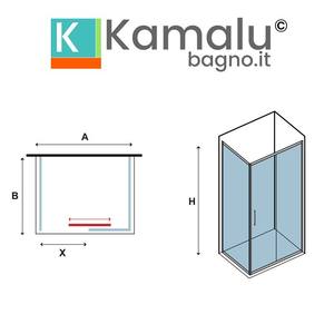 Box Doccia Angolare Scorrevole Kamalu KE-4000G 80x100 Oro Opaco - Product Image 3