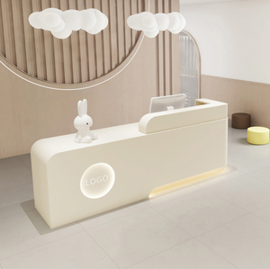 Light Luxury Cream Style Beauty Salon Reception <b>Desk</b> with Bar Counter – Premium Spa Front <b>Desk</b> & Service Station for Salon, SPA - Product Image 2