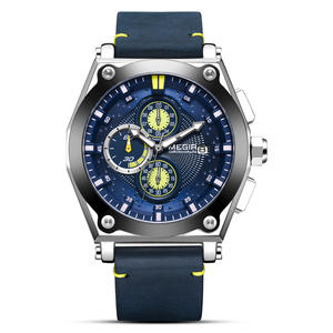 Nuevo reloj para hombre elegante esfera grande cronógrafo multifuncional y reloj de calendario cuero genuino - Product Image 6