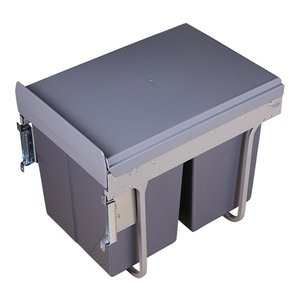 High Quality Top Mount Kitchen Cabinet Sliding Garbage Cans, Plastic Double Under Counter Waste Bins, Pull Out Trash Can