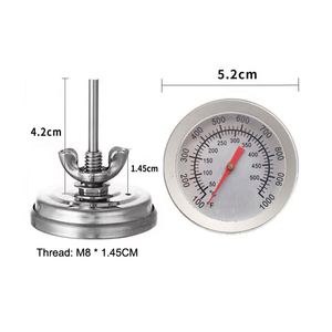 2 inch thép không gỉ Nhiệt Độ Đo BBQ than Pit hút thuốc nướng Nhiệt kế BBQ Temp đo với chỉ số nhiệt - Product Image 2
