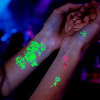 Pegatinas de tatuajes de rosas brillantes y vibrantes, resistentes al agua, para festivales de música en discotecas