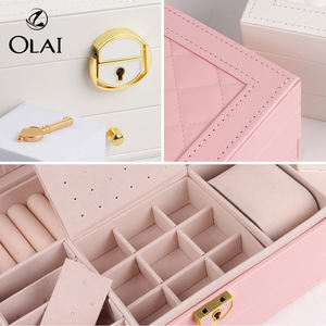 תכשיטי יוקרה אולאי תכשיטים מעור פו במקרה עמיד למים dustproof אחסון אביזרים עם מנעול - Product Image 3