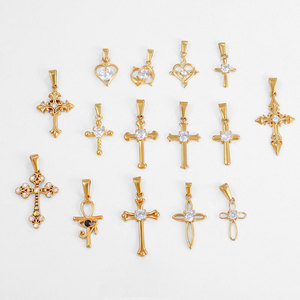 จี้และสร้อยข้อมือแฟชั่นสแตนเลสสตีล 316L ชุบทอง 14K 18K แบบกำหนดเอง DIY พร้อมจี้รูปกากบาทประดับเพชรซิร์คอนสำหรับทำเครื่องประดับ - Product Image 3