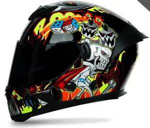 Casco de conducción de motocicleta personalizado, protector de cara completa con visera única, color negro brillante