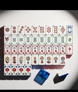 White <b>Mahjong</b> Tiles <b>Set</b> Color Printed Mah Jong Game Pieces with Storage Box for Casual Play - Product Image 1