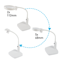 Loupe de bureau à bras articulé réglable et pliable, avec clip flexible détachable, grossissement 2X 5X, éclairage LED, protection oculaire