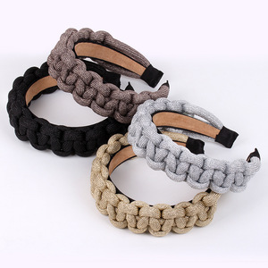 Serre-tête en tissu tissé Hua Liyu à large bord pour femme, accessoire de mode, gris argenté, noir, jaune - Product Image 1