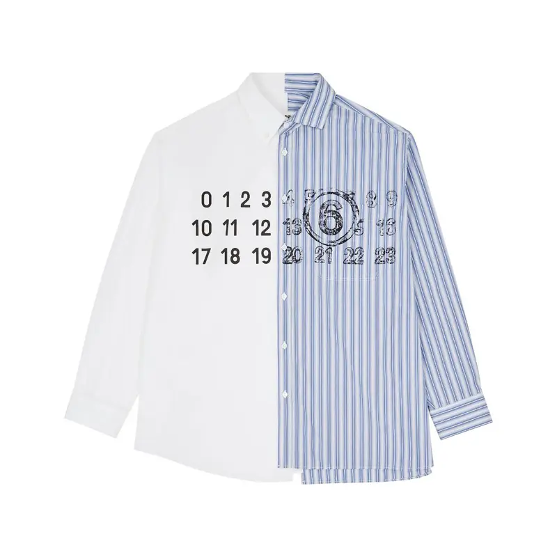 OEM personalizado oversized camisas splicing design Alta Qualidade tarja manga longa camisa casual mens