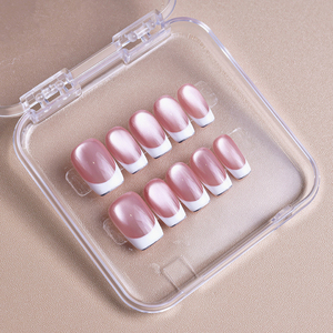 10 <span class=keywords><strong>Uñas</strong></span> Postizas Francesas Clásicas <span class=keywords><strong>Blancas</strong></span> Hechas a Mano, <span class=keywords><strong>Uñas</strong></span> Acrílicas de Alta Calidad con Efecto Ojo de Gato, <span class=keywords><strong>Uñas</strong></span> Artificiales - Product Image 2