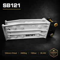 Martillo Hidráulico para Minería y Canteras SB121, Tipo Superior, para Excavadoras de 28-35 Toneladas EX330 329, Cincel de 155 mm, Bajo Nivel de Ruido