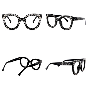 Diskon besar grosir bingkai kacamata plastik berlian imitasi bling hitam bening bingkai kacamata desainer optik - Product Image 4