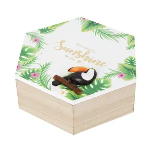 Jinnhome Atacado Toucan Decoração Caixa de jóias de madeira, Caixa de presente, Caixa organizadora de cosméticos como um presente personalizado