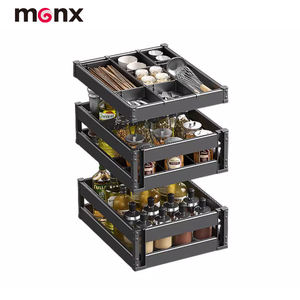 ארונות מטבח לתיבול ותיבול עם מגירות דו-שכבתיות מובנות, מדפי אחסון וסלסלות מסגסוגת אלומיניום - Product Image 2