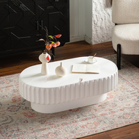 Table basse en bois de style moderne vintage pour salon, table basse ovale vintage avec rangement pour la maison