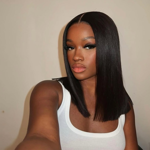 도매 250 밀도 짧은 밥 스트레이트 10 12 14 16 인치 레이스 프론트 가발 HD 레이스 정면 가발 13x4 인모 가발 - Product Image 3