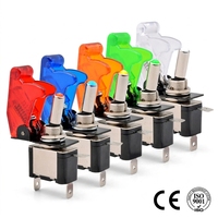 Interrupteur à bascule LED éclairé étanche 12V DC 20A avec protection de sécurité pour avion et couvercle rabattable, vente directe usine