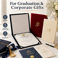 Porte-certificat personnalisé en velours imprimé en typographie, format A4, dossier de luxe pour diplôme, avec logo en feuille d'or, pour la remise des diplômes et les entreprises