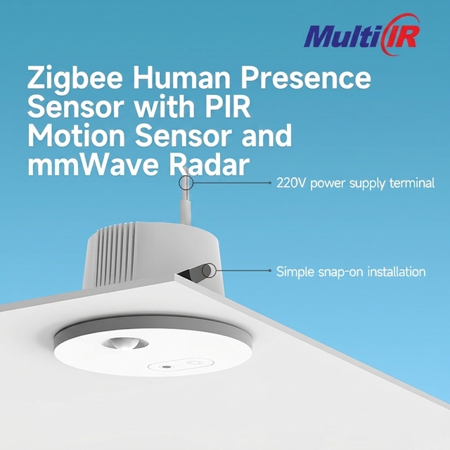 Tuya Zigbee 3-in-1 Human Presence Sensor, 24GHz MMWave Radar with PIR Motion & Illuminance Detector for Home Lighting Automation
