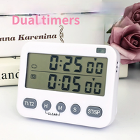 Timer Digital Modern Layar Besar Dua Set, Timer Shaker dengan Pengatur Waktu Ganda, Alarm Getar dan Lampu, Laris Terjual