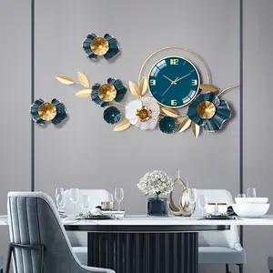 Green Wall Clock and watch iron art Classic Style Flower Design For Home Decoration
