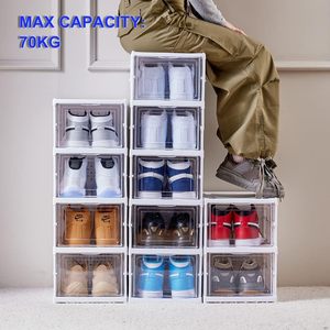 Foldable PP Injection <b>Storage</b> <b>Box</b> Easy Assembly Clear Plastic Stackable Shoe <b>Storage</b> Cabinet with Lids Large Size Shoe Rack - Product Image 4