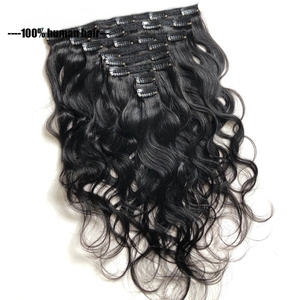 Clip-ins bruts non transformés <span class=keywords><strong>Extensions</strong></span> de cheveux humains naturels 120g Pu trame Clip droit sans couture invisible dans la vague de corps de cheveux - Product Image 2