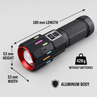 Lampe torche LED rechargeable USB-C W5241 avec zoom, batterie externe intégrée, IP54, en alliage d'aluminium, 1000 lumens, mise au point réglable, autonomie 3-6h