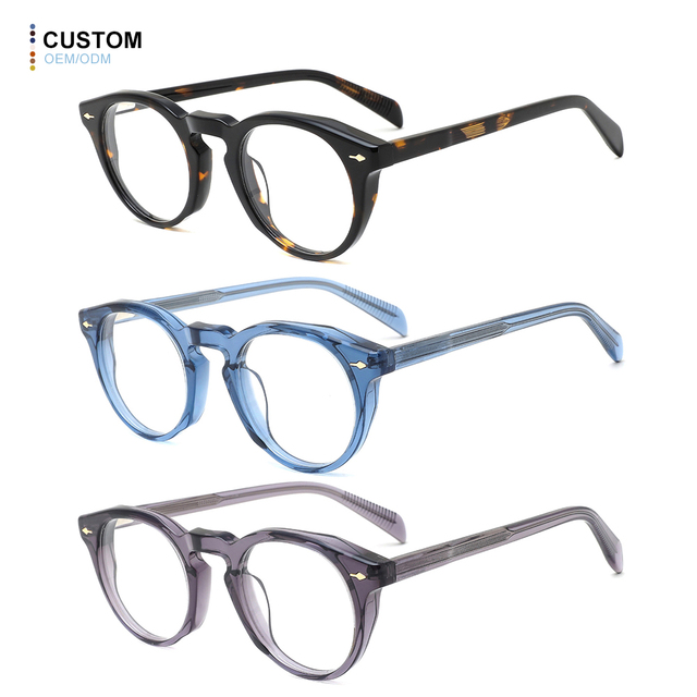 Latest Unisex Fashionable Optical Frame Eyewear Factory Direct Black Luxury Round Acetate Eye Glasses Frame for Men