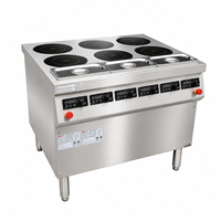 Cuisinière à induction industrielle multi-têtes à 6 brûleurs en acier inoxydable certifiée ETL, équipement de cuisson électrique commercial, économe en énergie