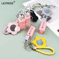 Tube de brillant à lèvres rose en gros avec miroir porte-clés brillant à lèvres liquide végétalien paillettes huile pour les lèvres maquillage longue durée marque privée