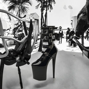 Botas Sexys de Tacón de Aguja de 20 cm, de Cuero PU Negro Sólido con Hebilla, para Mujeres a la Moda, para Práctica de Pole Dance en Invierno, con ABS - Product Image 3