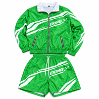 Ensemble de shorts de sport personnalisés avec impression par sublimation intégrale pour unisexe, logo personnalisé, graphiques, veste coupe-vent zippée, survêtements unisexes