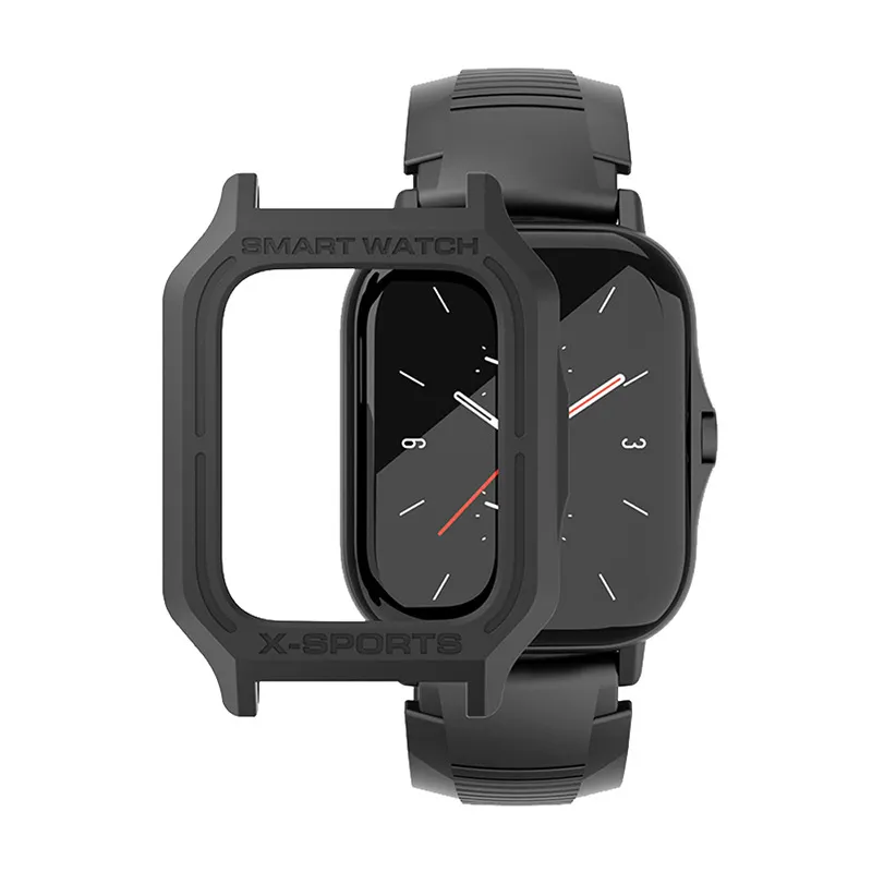 Protective Frame Bumper Case Shell Full Screen Protector TPU Watch Case Cover for Huami Amazfit GTS2