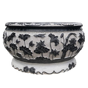 Puerta Antigua Tallada en Piedra, Piedra Azul Natural Redonda, Personalizable para Peceras y Flores de Interior - Product Image 5