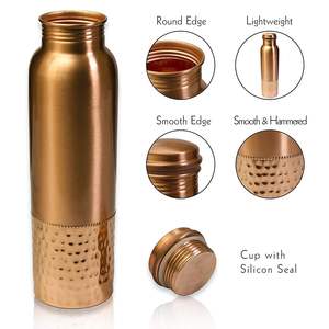 ขวดน้ำทองแดงเคลือบป้องกันการเสื่อมเสียใช้งานกลางแจ้งในร่มสำหรับเครื่องดื่มที่มีประโยชน์อายุรเวทแบบดั้งเดิม - Product Image 6
