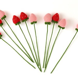 Kit de Tejido a Mano V320, Fresa de Ganchillo, Flores de Hilo de Lana para Regalo de Enamorados, Decoración de Bodas, Manualidades - Product Image 5