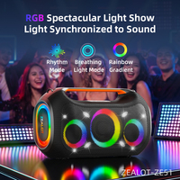 Altavoz Portátil para Fiestas Zealot ZE51 250W Original, con Luces RGB de Colores, Control Inalámbrico por Bluetooth y Aplicación, Resistente al Agua IPX-6